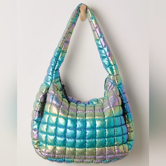 FP Movement by Free People Handbags - New FP Movement LE Iridescent Quilted Carryall Tote Bag Nebula Blue Free People